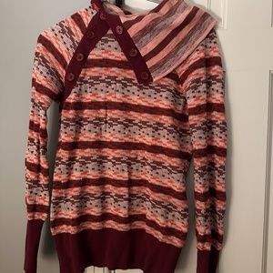 Brooklyn Industries turtleneck cowlneck side button striped sweater